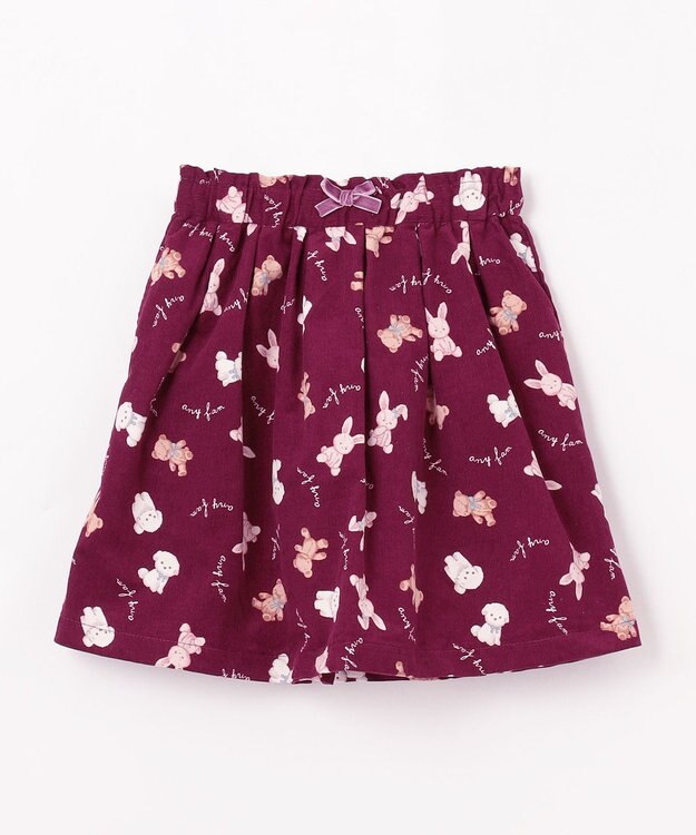 ANY KIDS アニマル 総柄 スカパン ボルドー系