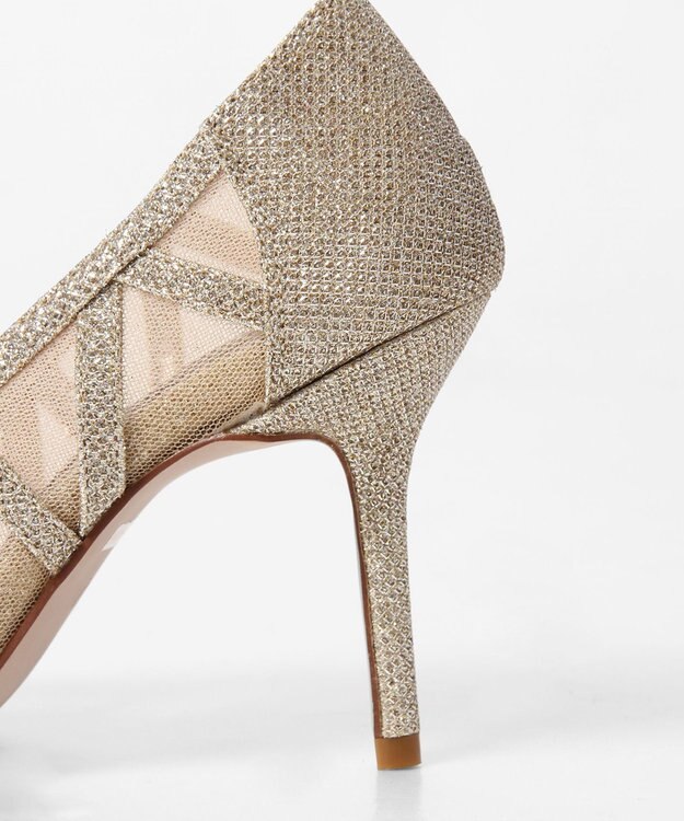 GRACE CONTINENTAL ラインパターンパンプス ゴールド