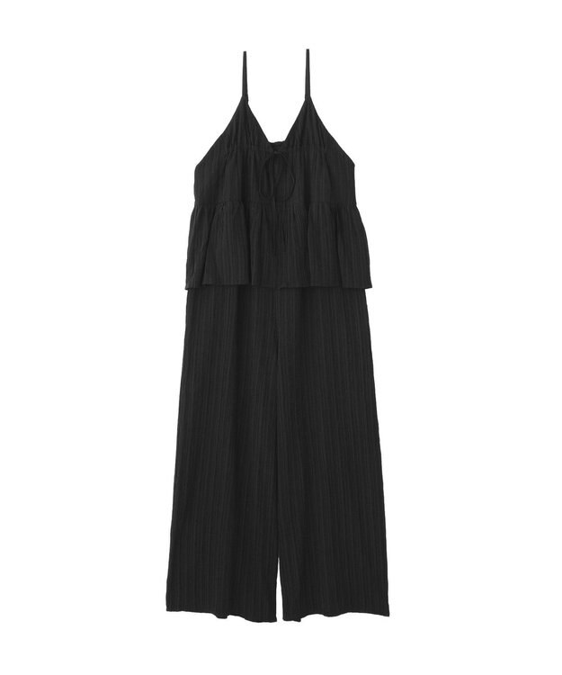 Green Parks ジャガードフリルサロペット Black