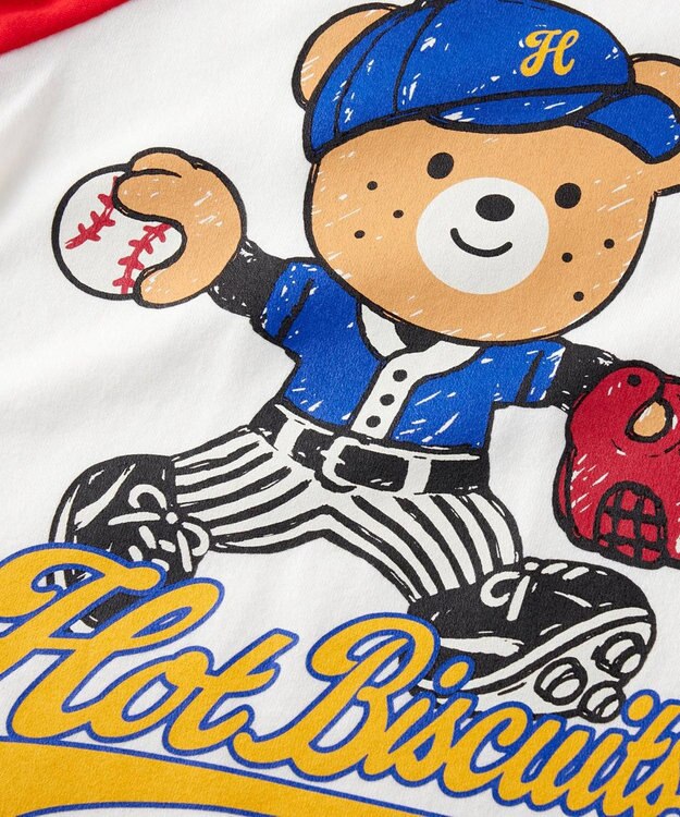 MIKI HOUSE HOT BISCUITS 【家族でおそろい】【80-120cm】ベースボールデザイン ラグラン半袖Tシャツ 赤