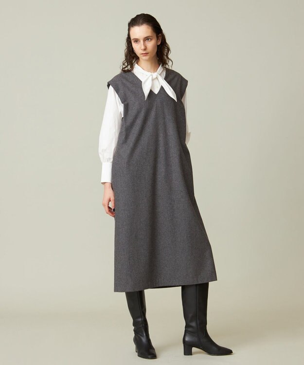 J.PRESS YORK STREET 【WOMEN】ショルダータックジャンパースカート グレー系