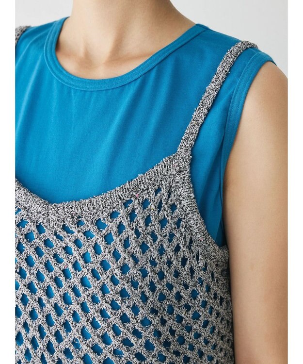 Green Parks ニットビスチェ付きカットソーワンピース Blue