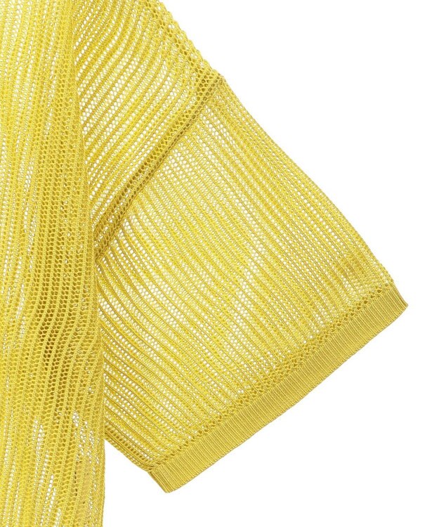 Green Parks テープロゴ透かしニットプルオーバー Yellow