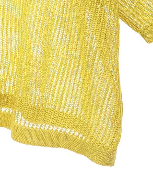 Green Parks テープロゴ透かしニットプルオーバー Yellow