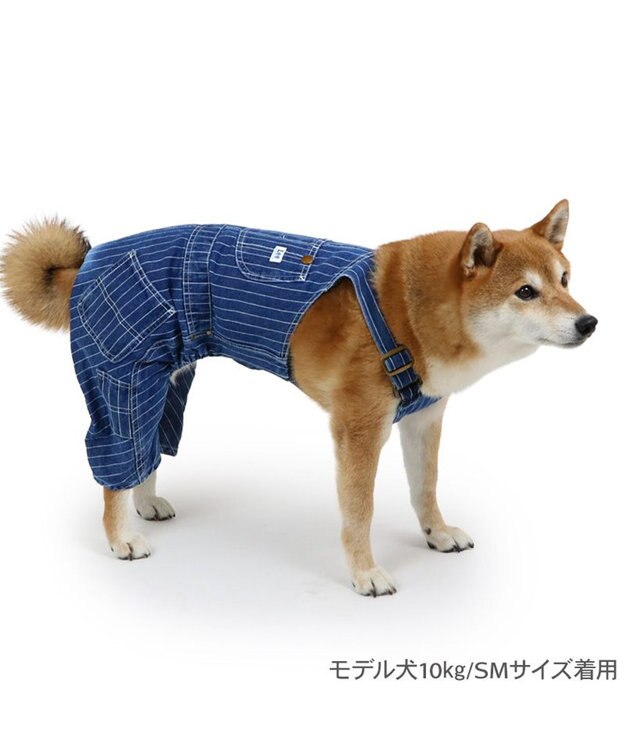 PET PARADISE Lee ストライプ オーバーオール 中型犬 大型犬 インディゴブルー