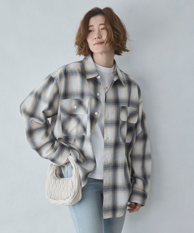 WEGO 【ユニセックス着用ITEM/SMLサイズ展開】オンブレチェックシャツ（LS） 柄2