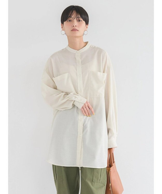 AMERICAN HOLIC イージーケア＋接触冷感　Ｗポケットシャツチュニック Ivory