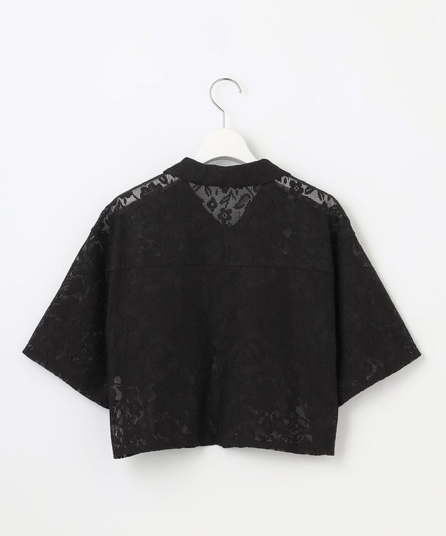 Feroux 【洗える】フラワーレース シャツ ブラック系