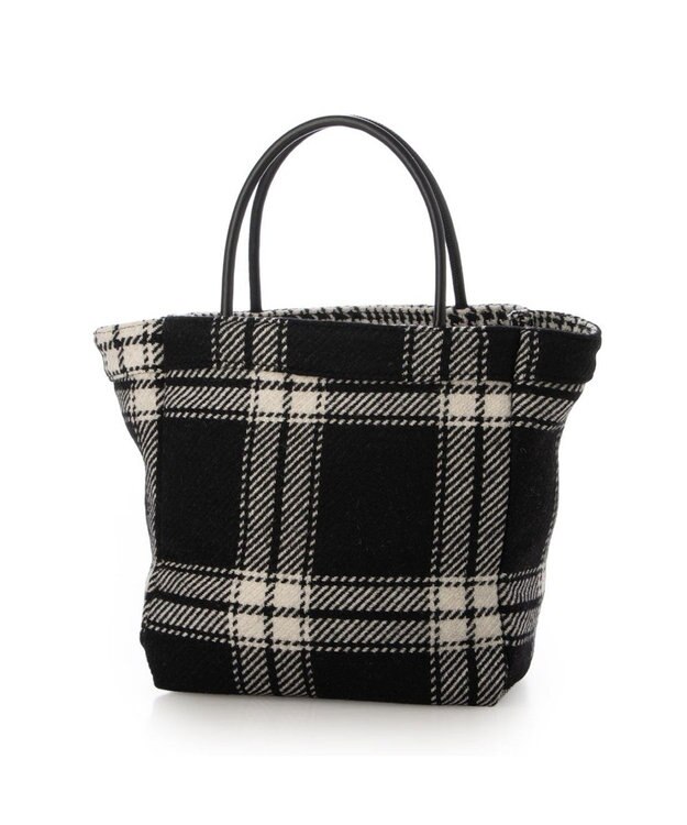 UNBILLION VERYコラボ カシュカシュ cachecache / ウールリバーシブルチェックトートバッグ ブラック