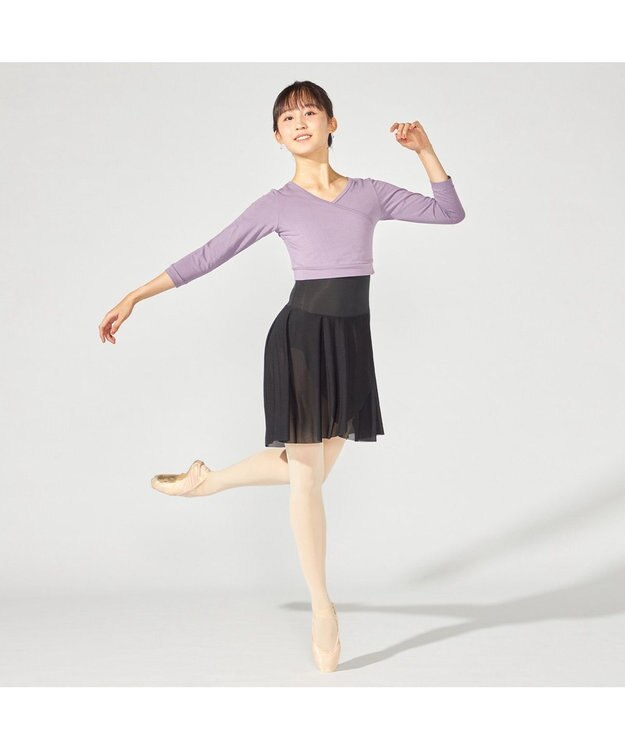 Chacott カシュクールトップ グレイッシュライラック