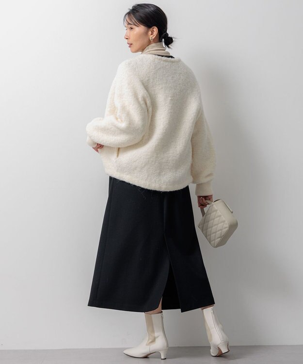 23区 【洗える】ブークレニット ブルゾン ホワイト系