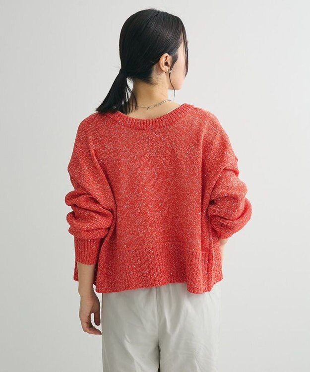 Green Parks ２ｗａｙ　スパンコールニットプルオーバー Red