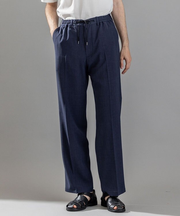 JOSEPH HOMME テクノボイルストレッチ ドロスト付きワイドストレートパンツ / HARRY CONVERTIBLE ネイビー系