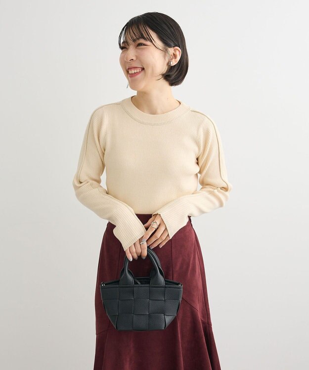 Green Parks ラメライン入りリブニットプルオーバー White