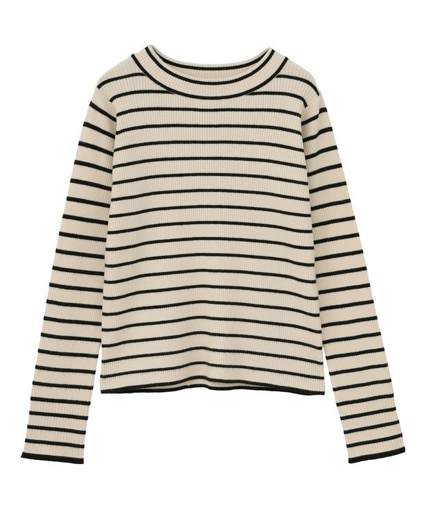 Green Parks ラメライン入りリブニットプルオーバー Border