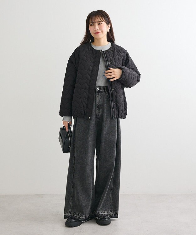 Green Parks ラメライン入りリブニットプルオーバー Gray Mixture