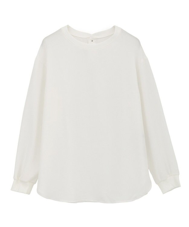 YECCA VECCA リブMIXジョーゼットブラウス Off White