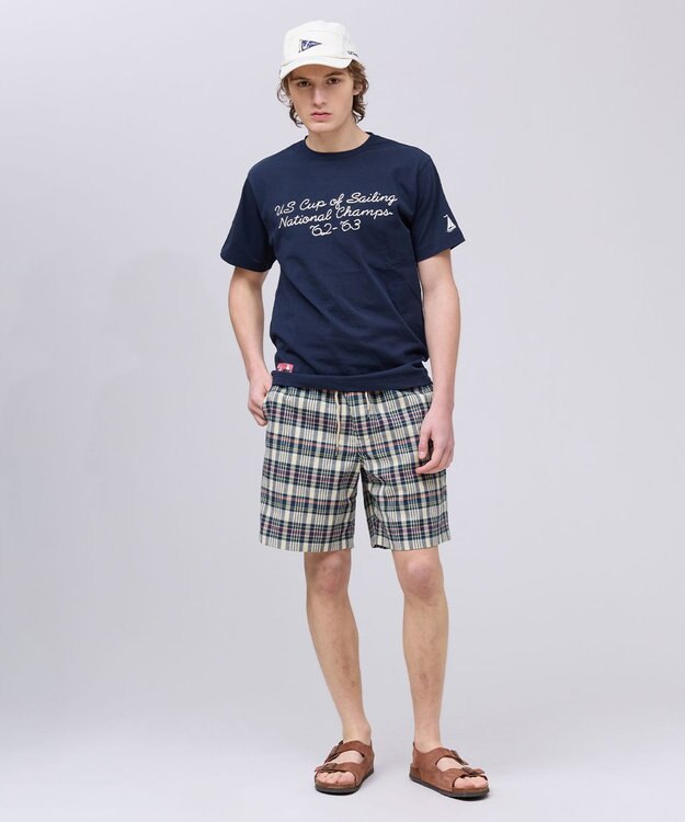 J.PRESS MEN 【NYUZELESS】エンブロイダリー モチーフTシャツ ネイビー系