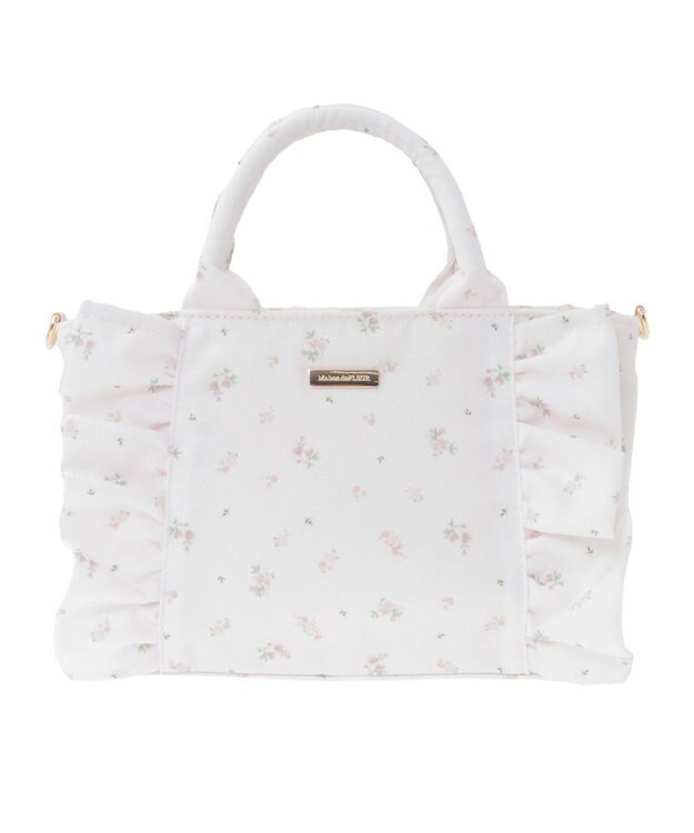 Maison de FLEUR ピンクマニアフラワープリントフリル2Wayトート Pink