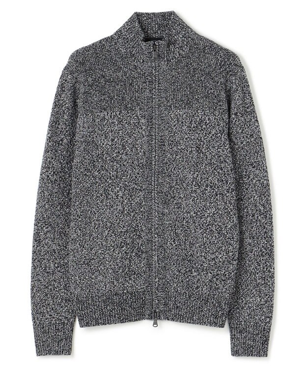 JOSEPH HOMME シルクバルキーハニカム　ジップアップニット ブラック系