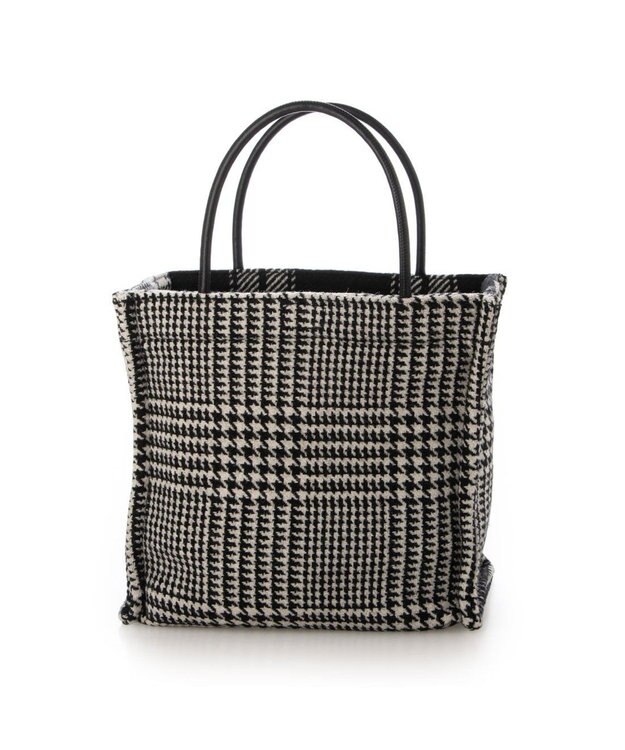 UNBILLION VERYコラボ カシュカシュ cachecache / ウールリバーシブルチェックトートバッグ ブラック