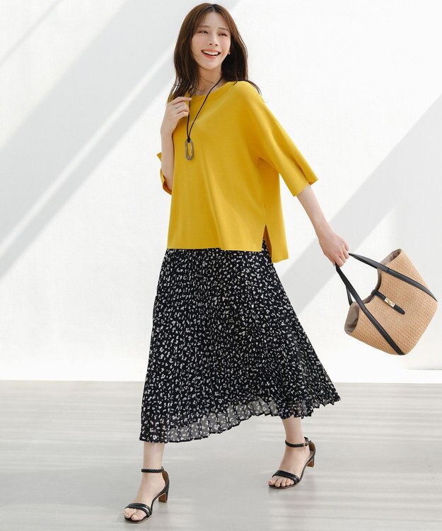 ANY SIS 【アイスタッチ】ボートネックニット プルオーバー マリーゴールド