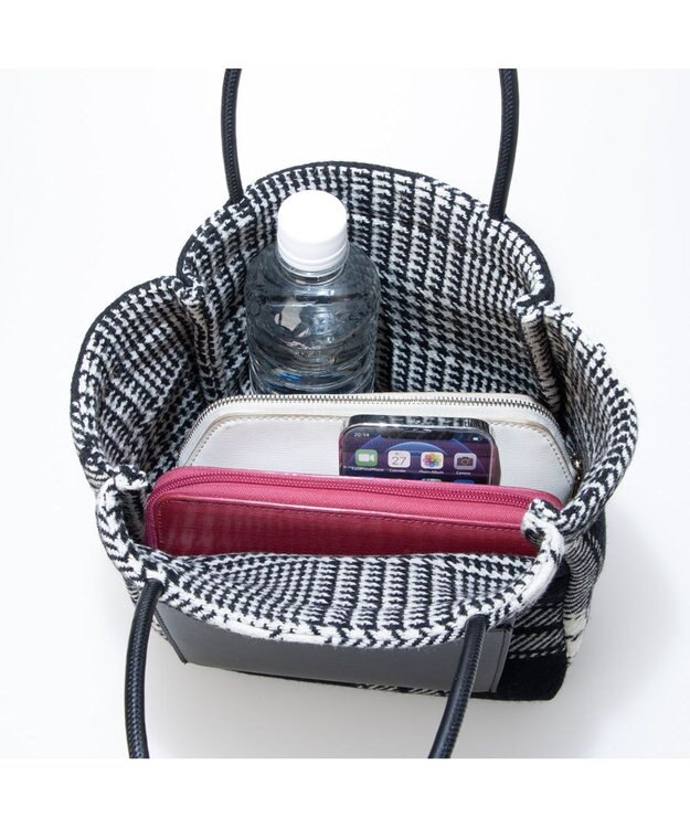 UNBILLION VERYコラボ カシュカシュ cachecache / ウールリバーシブルチェックトートバッグ ブラック