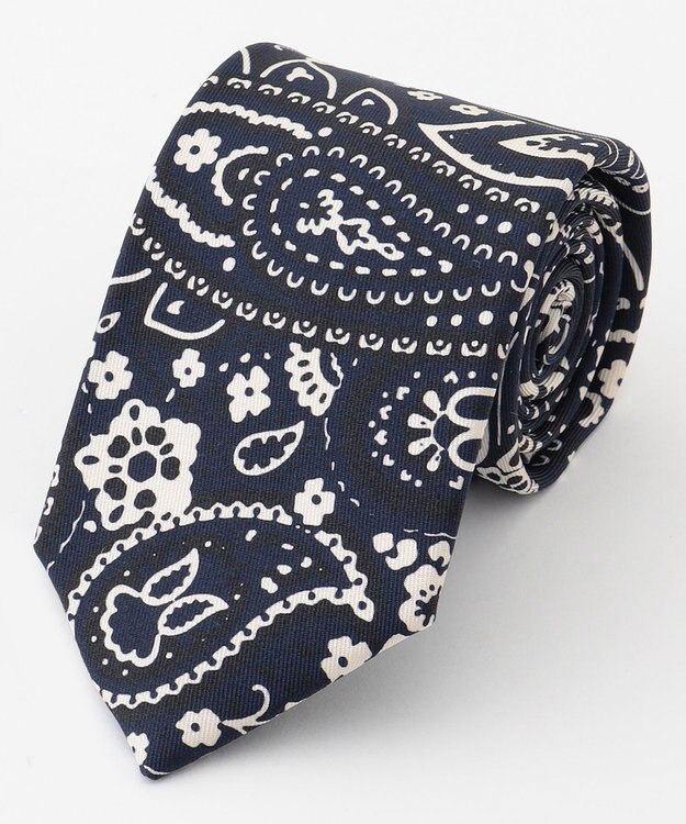 JOSEPH ABBOUD 【日本製】ペイズリープリント ネクタイ ネイビー系6