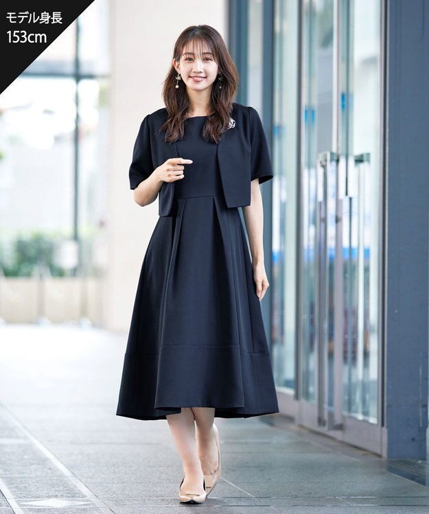 Tiaclasse L 【洗える】ボレロ＆ワンピースセット ネイビー