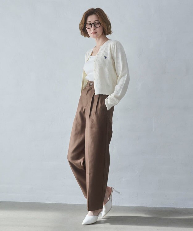 WEGO 【26年春新作】別注USPOLOケーブルニットカーデ ホワイトアイボリー