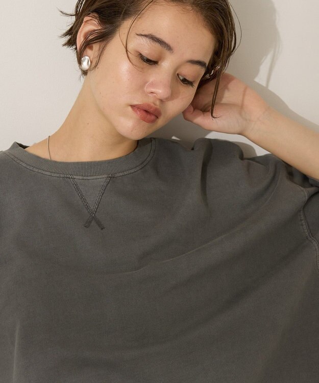 AMERICAN HOLIC ピグメント加工ミニ裏毛半袖プルオーバー Charcoal Gray