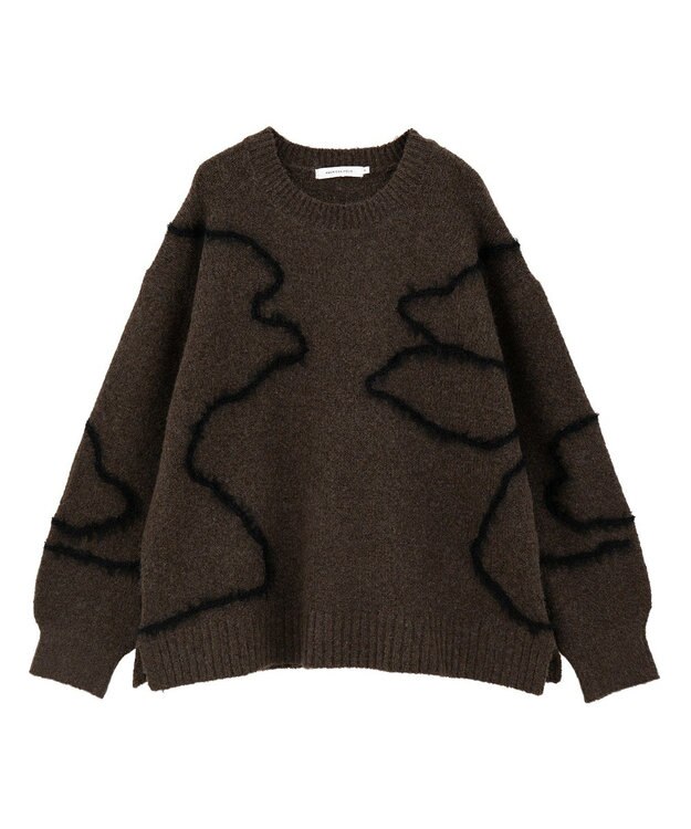 AMERICAN HOLIC ニュアンスライン柄ニットプルオーバー Brown