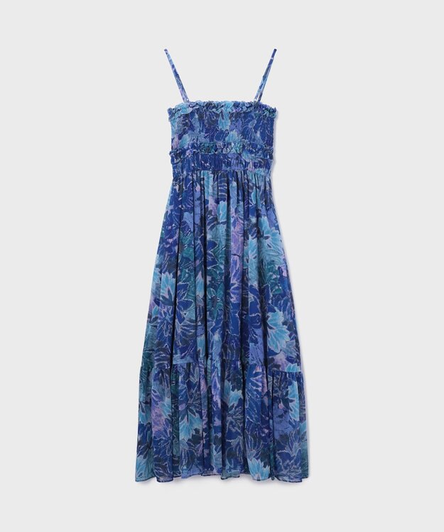 GRACE CONTINENTAL タイダイリーフプリントワンピース ブルー
