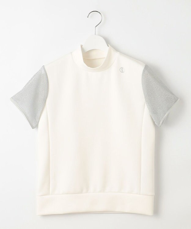 23区GOLF 【WOMEN】シアーラメ袖デザイン ライトダンボールモックネック ホワイト系