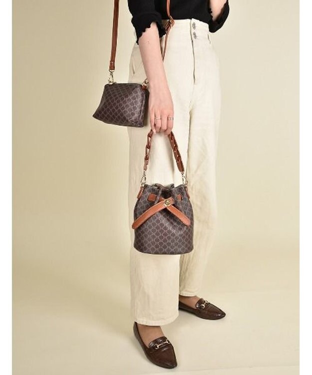 LA BAGAGERIE 【MONICA】編み込みハンドル2WAYバッグ チョコ