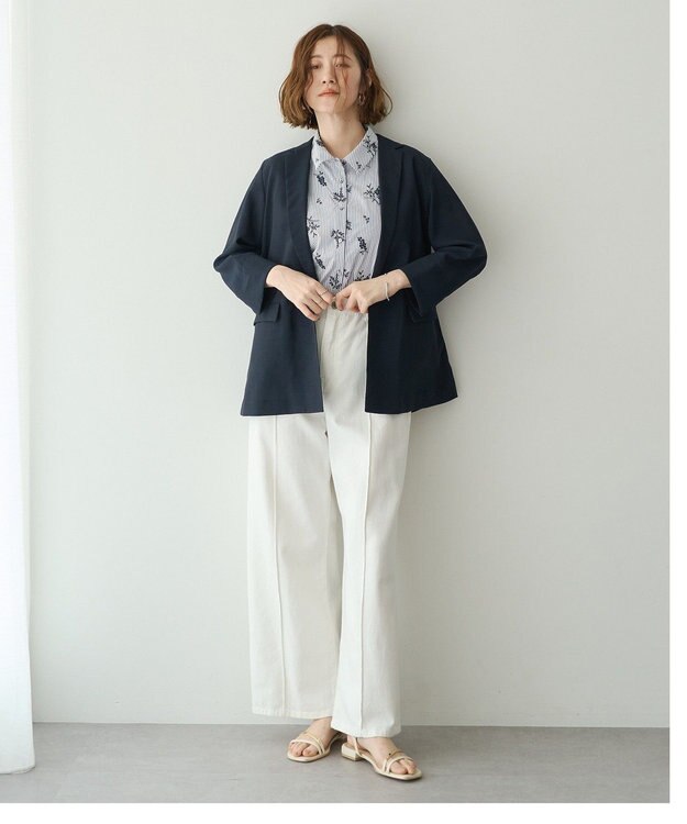 YECCA VECCA リネンライクジャケット Navy