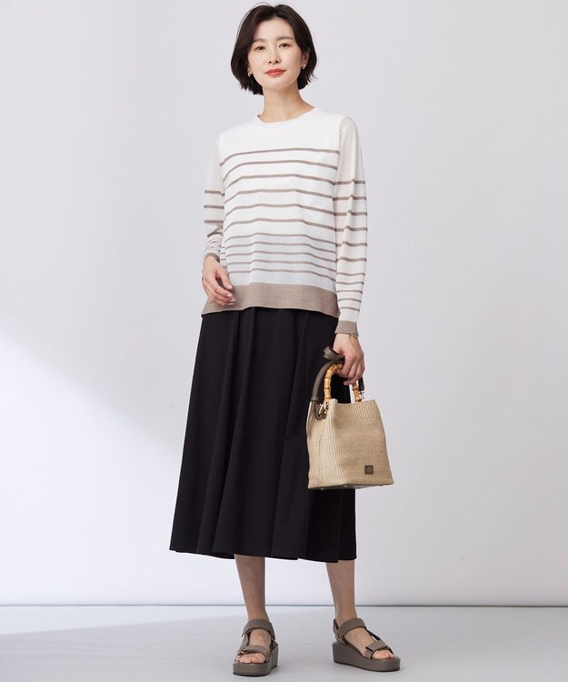 J.PRESS LADIES 【洗える】トリコットバイオ フレア スカート ブラック系