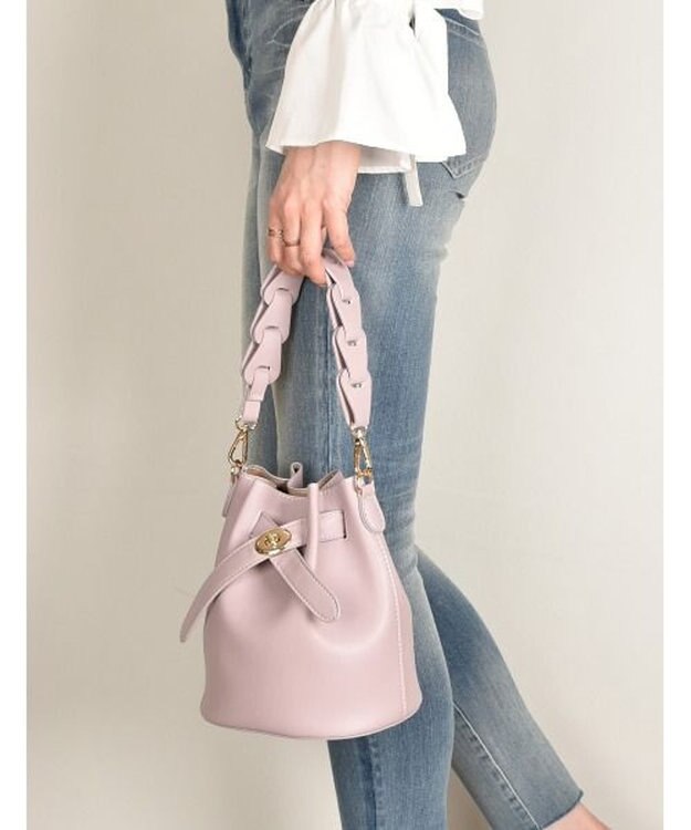 LA BAGAGERIE 【MONICA】編み込みハンドル2WAYバッグ ラベンダー