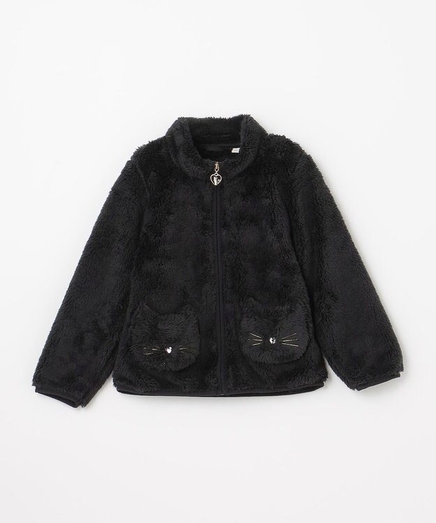 ANY KIDS ネコポケットボアブルゾン クロネコ