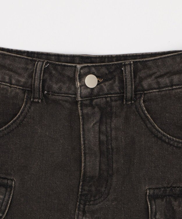 WEGO ハトメベルトカーゴデニムスカパン ブラック