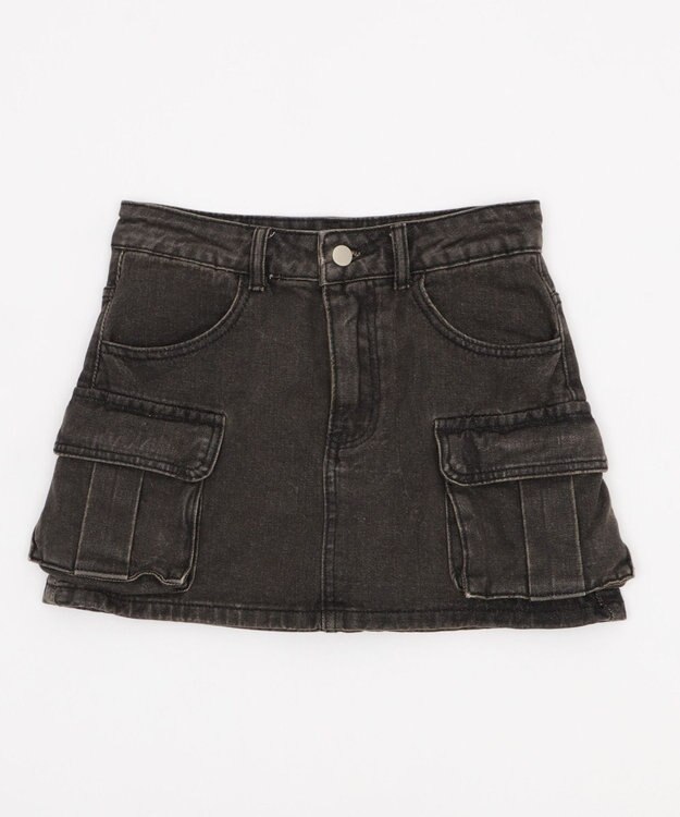 WEGO ハトメベルトカーゴデニムスカパン ブラック