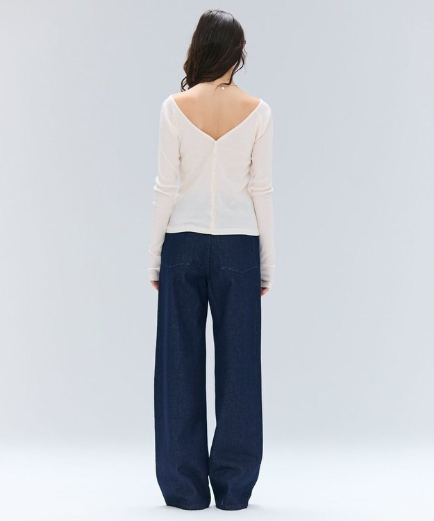 BEIGE， 【洗える・BAILA 10月号掲載】MARINO / 2WAYリブコンパクトカーディガン Ecru