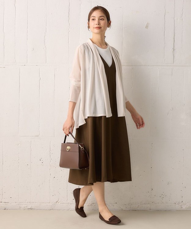 組曲 ウールライクスポンディッシュ ジャンパースカート ダークブラウン系3