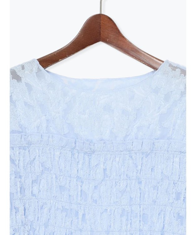 Te chichi 【宮本茉由着用】カットジャガードチュニックブラウス サックスブルー