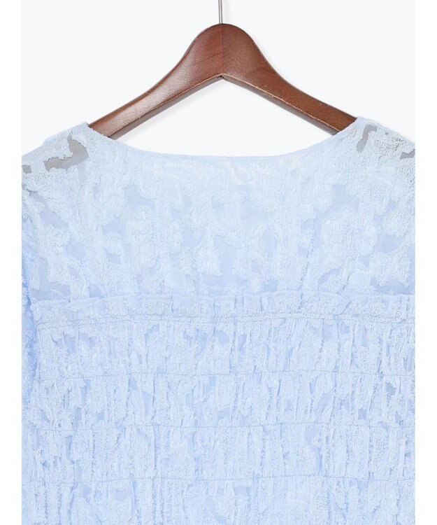 Te chichi 【宮本茉由着用】カットジャガードチュニックブラウス サックスブルー