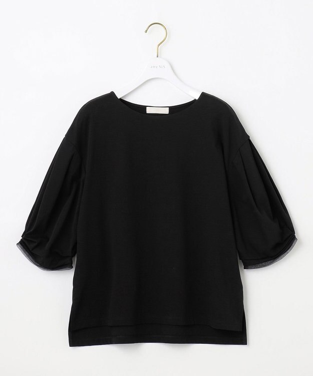 ANY SIS 【接触冷感】360°好印象タックスリーブ カットソー ブラック