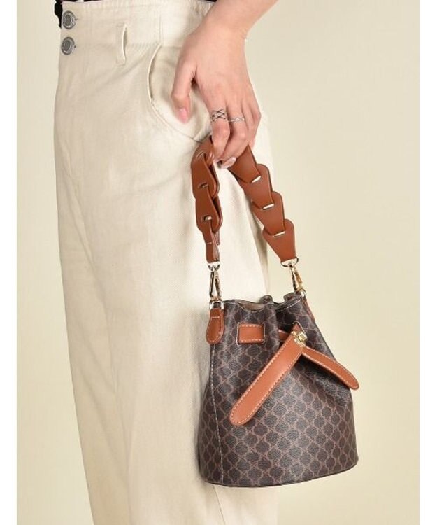 LA BAGAGERIE 【MONICA】編み込みハンドル2WAYバッグ チョコ