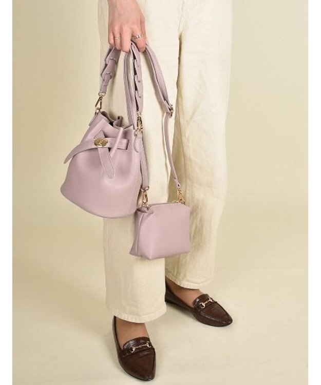 LA BAGAGERIE 【MONICA】編み込みハンドル2WAYバッグ ラベンダー