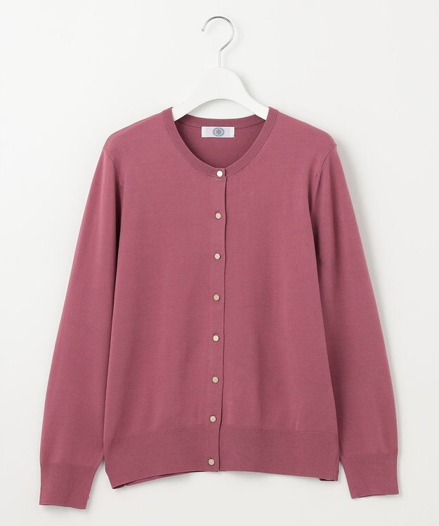 J.PRESS LADIES L 【洗える】レーヨンエリートストレッチ クルーネック カーディガン ローズピンク系