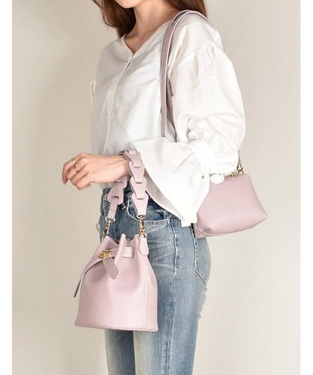 LA BAGAGERIE 【MONICA】編み込みハンドル2WAYバッグ ラベンダー